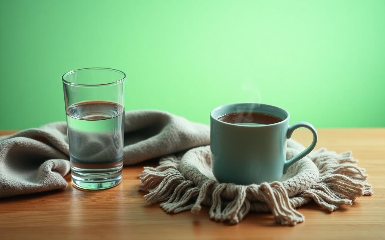 Glas Wasser und Tasse Tee — Stimmpflege