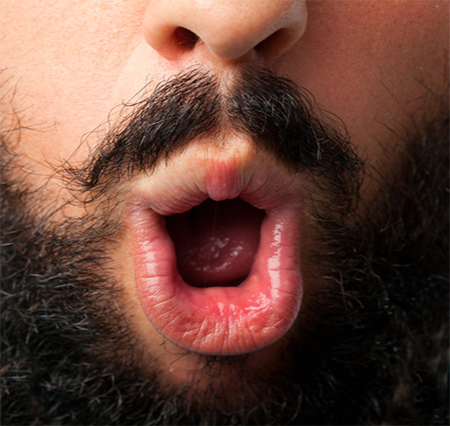 Open mouth — lip, jaw, and tongue muscles in action